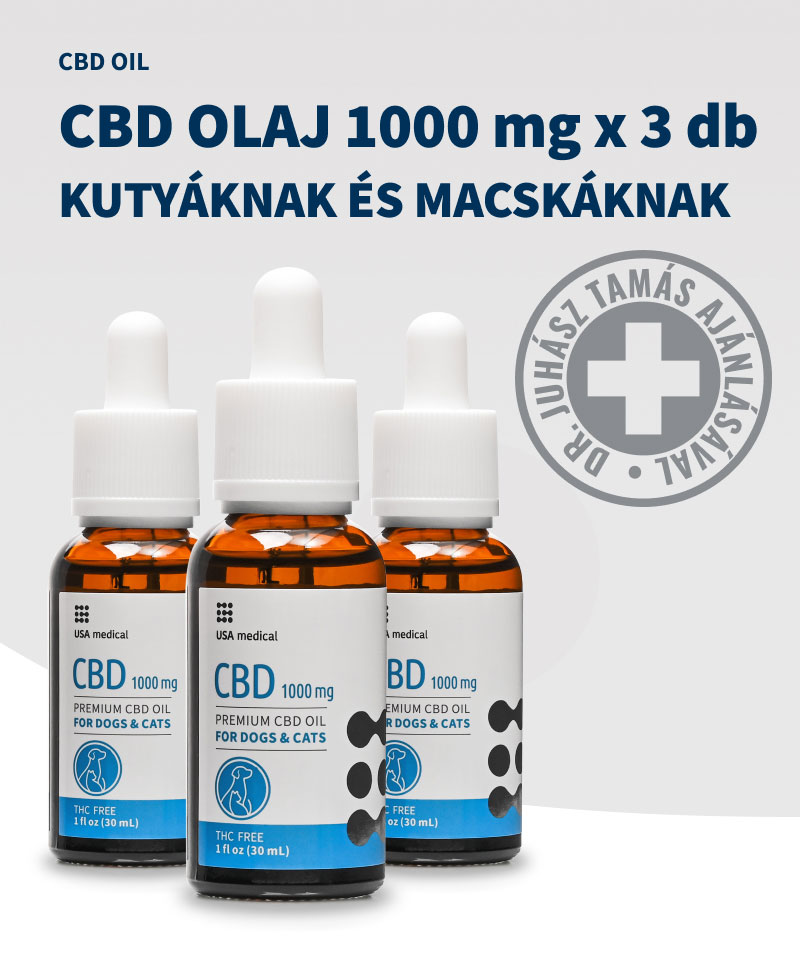 CBD olaj KUTYÁKNAK ÉS MACSKÁKNAK 1000 mg CBD / 30 ml x 3db