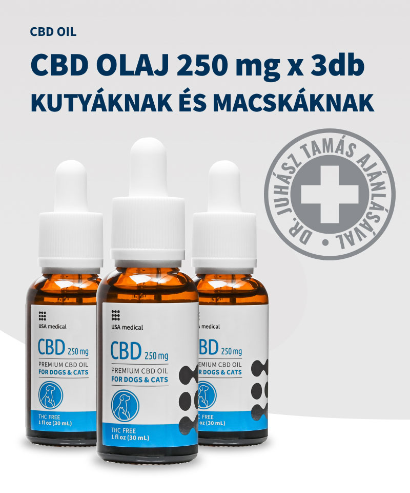 CBD olaj KUTYÁKNAK ÉS MACSKÁKNAK 250 mg CBD / 30 ml x 3db