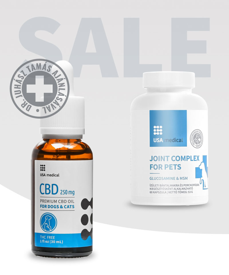 CBD Olaj kutyáknak és macskáknak 250 mg + Porc és ízületi támogató kutyáknak