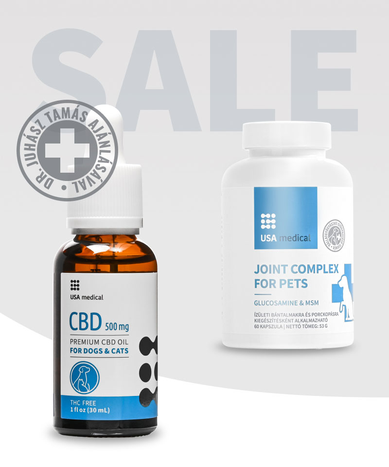 CBD Olaj kutyáknak és macskáknak 500 mg + Porc és ízületi támogató kutyáknak