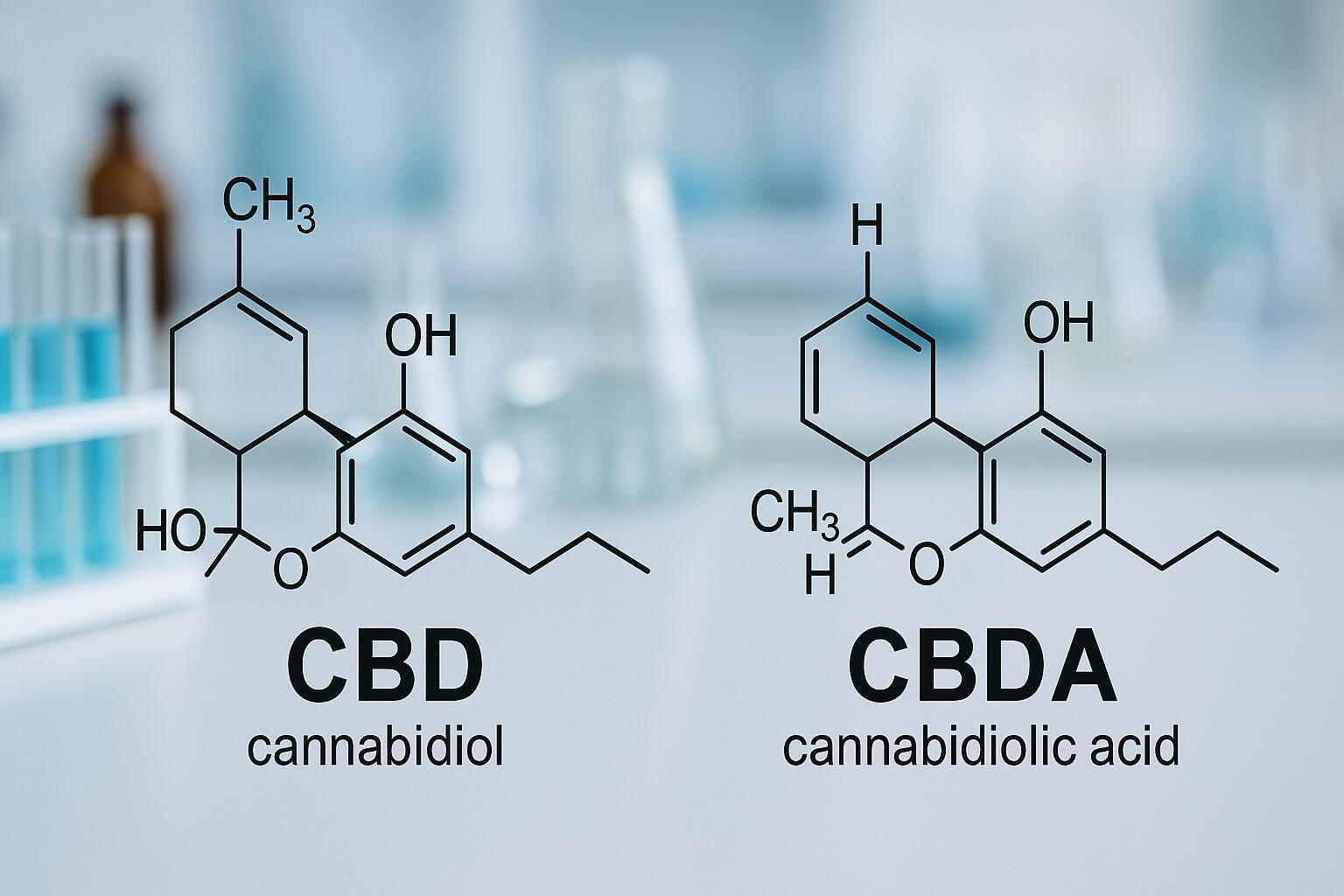 CBD és CBDA molekulaszerkezeti különbségei